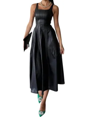 Adunn - Sophia Vegan Leather Midi Dress