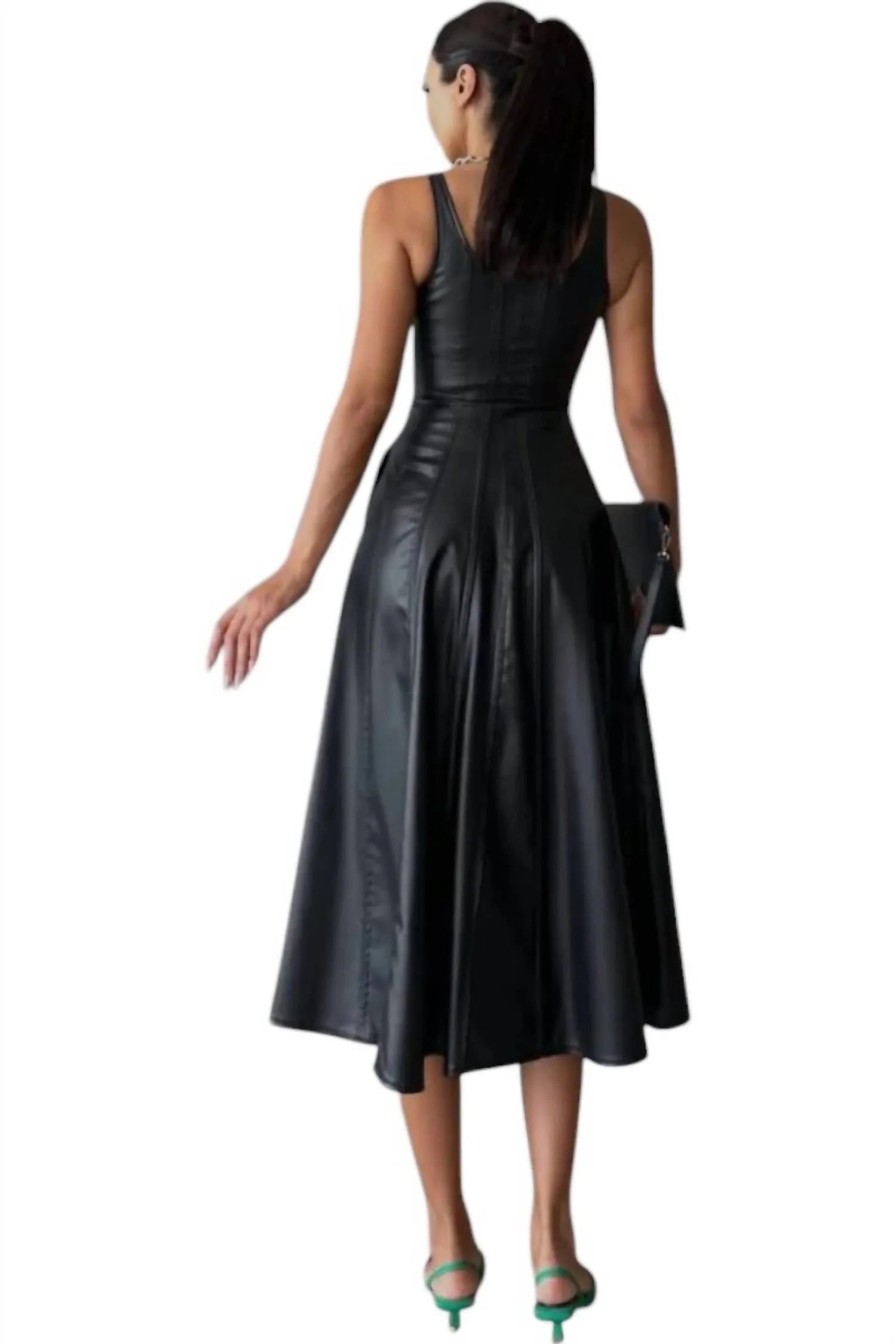 Adunn - Sophia Vegan Leather Midi Dress