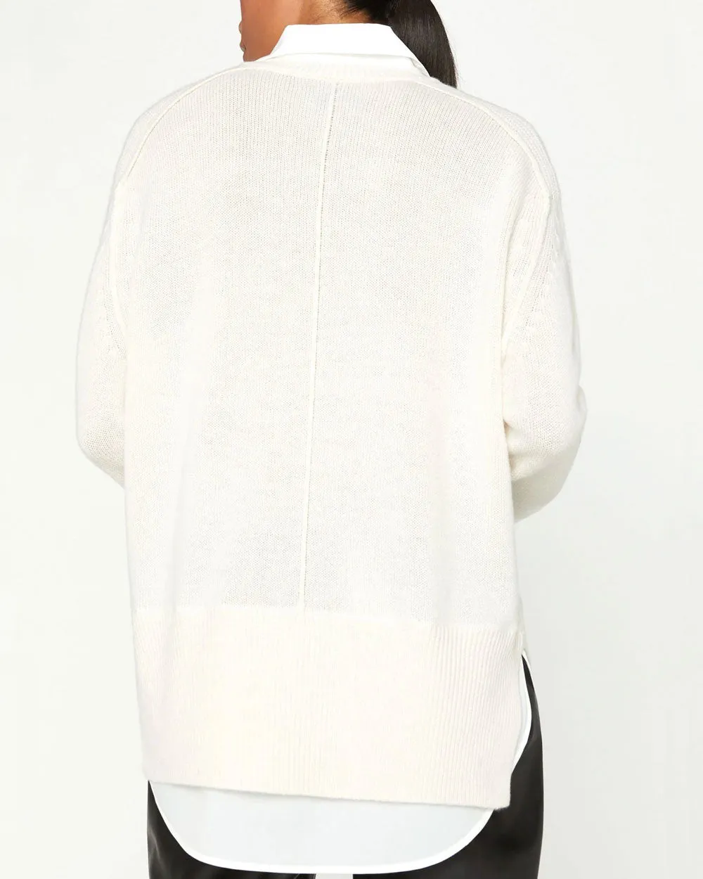 Almond and White Layered V Looker