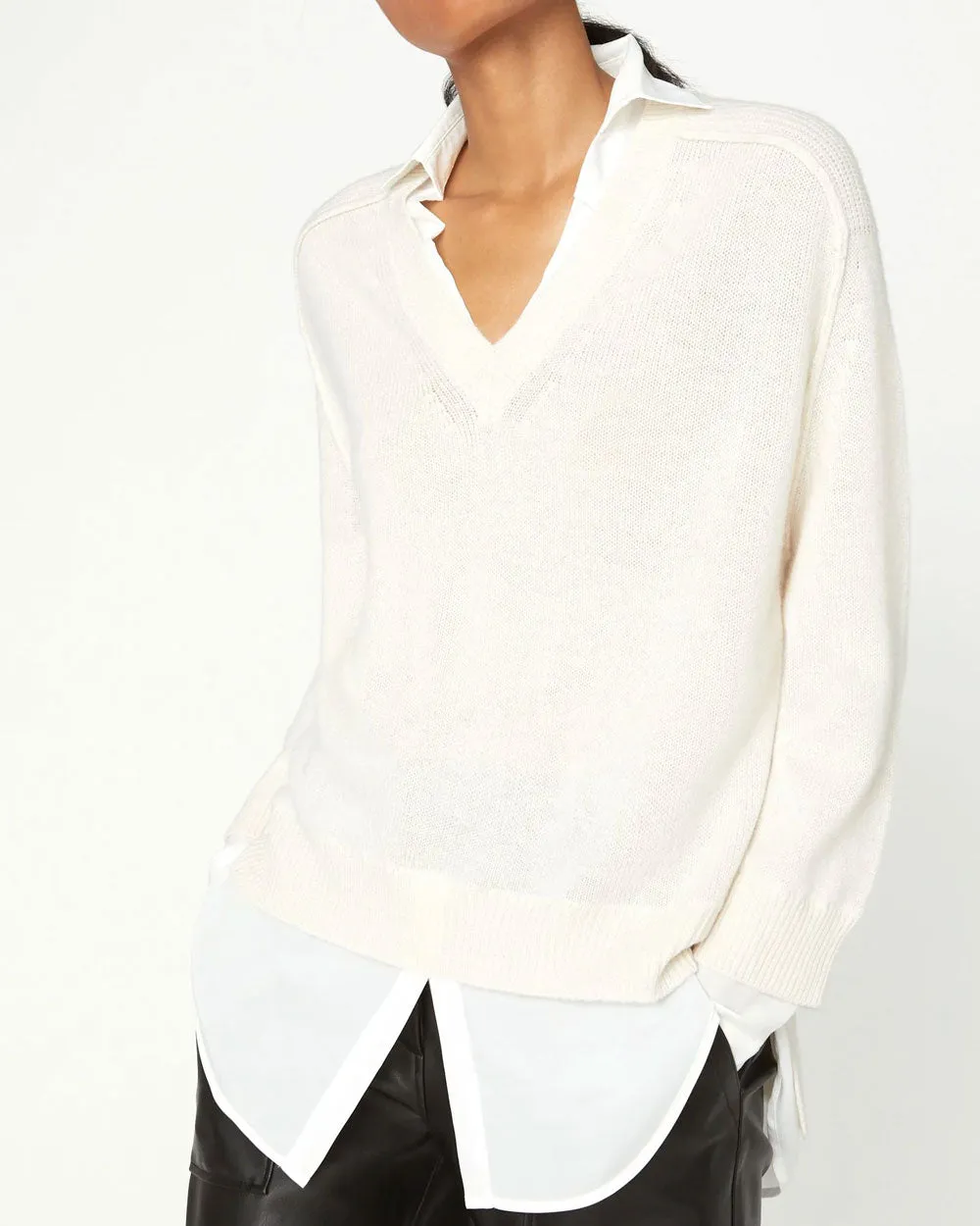 Almond and White Layered V Looker