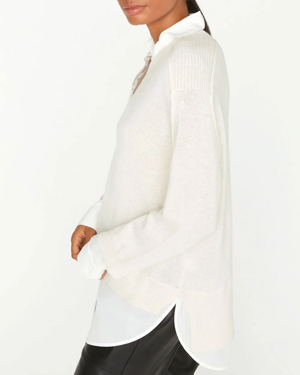 Almond and White Layered V Looker
