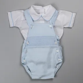 Baby Boys Smocked Romper and Shirt - Light Blue