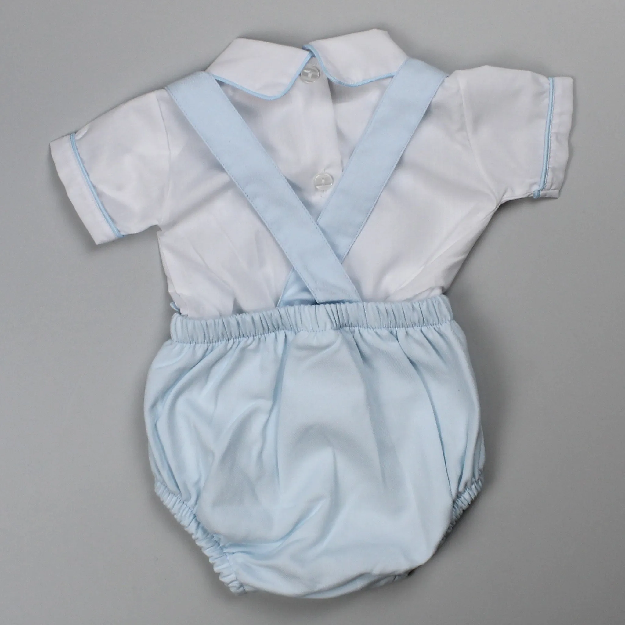 Baby Boys Smocked Romper and Shirt - Light Blue