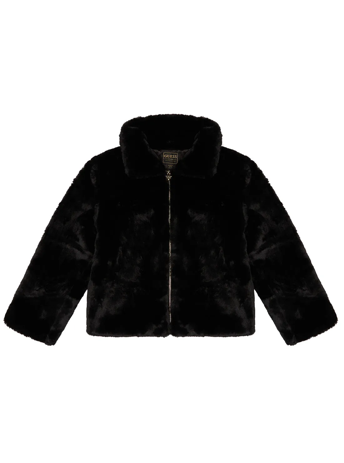 Black Faux Fur Long Sleeves Jacket (2-7)