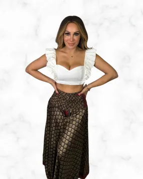 Boho Black & Gold Wide-Leg Palazzo Pants