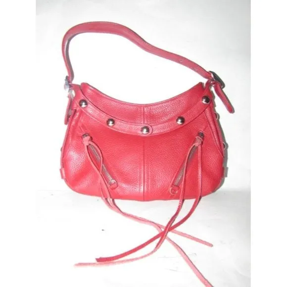 Botkier TRIGGER Red Buttery Soft Textured Leather Hobo Shoulder Bag