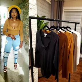 Casual Chic Split Neckline Bodysuit (Sizes Small - 3X)