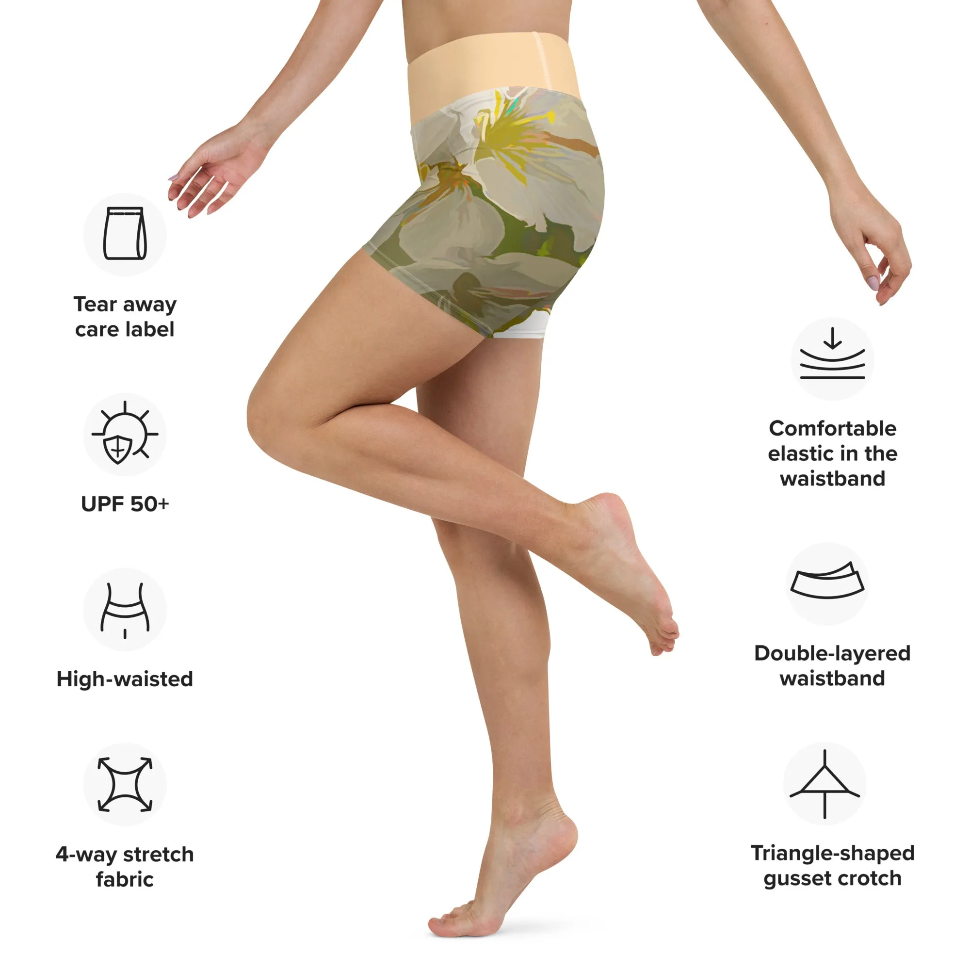 Cherry Blossom Yoga Art Shorts