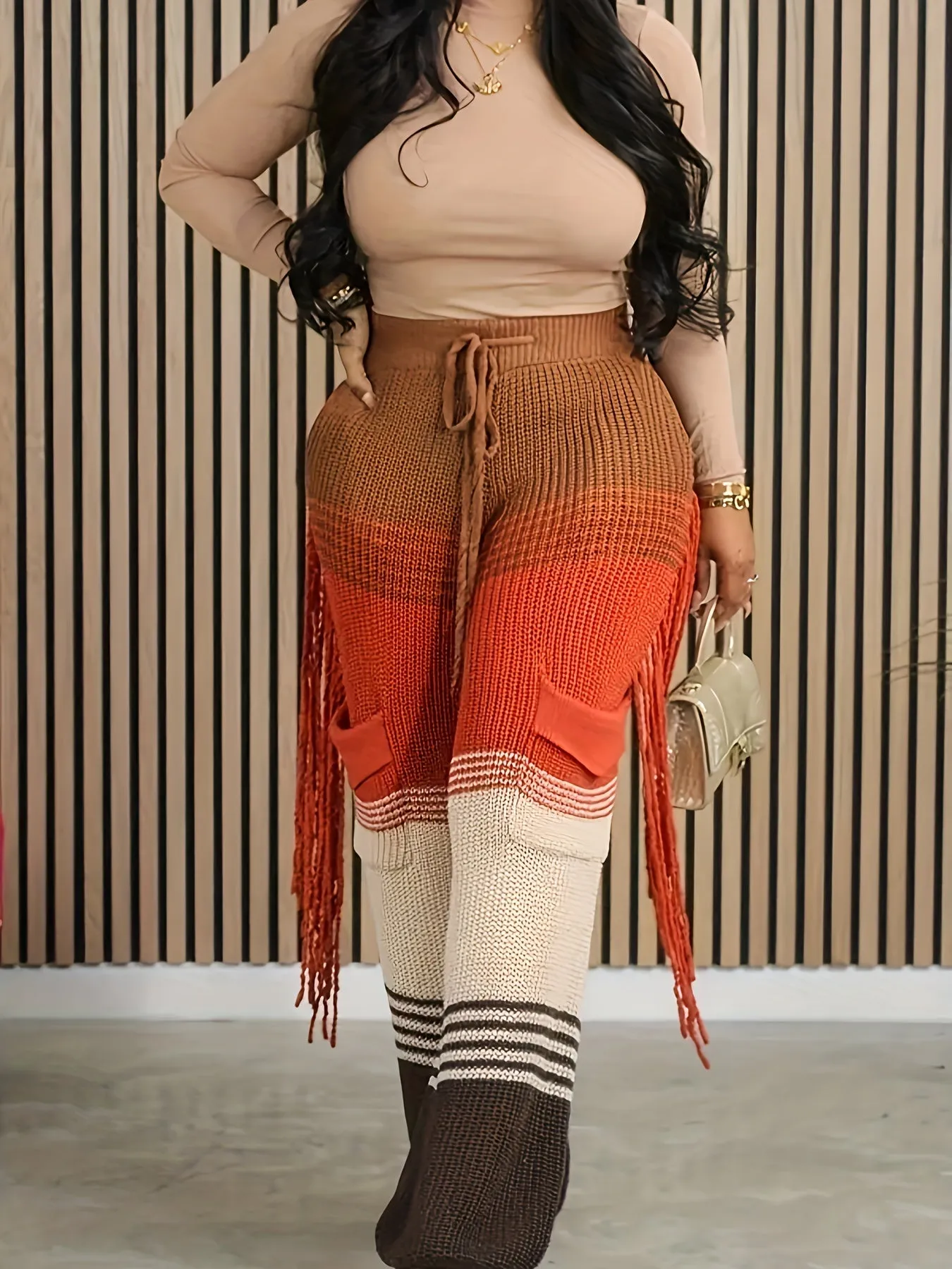 Classy Block Casual Tie Front Pockets Pants