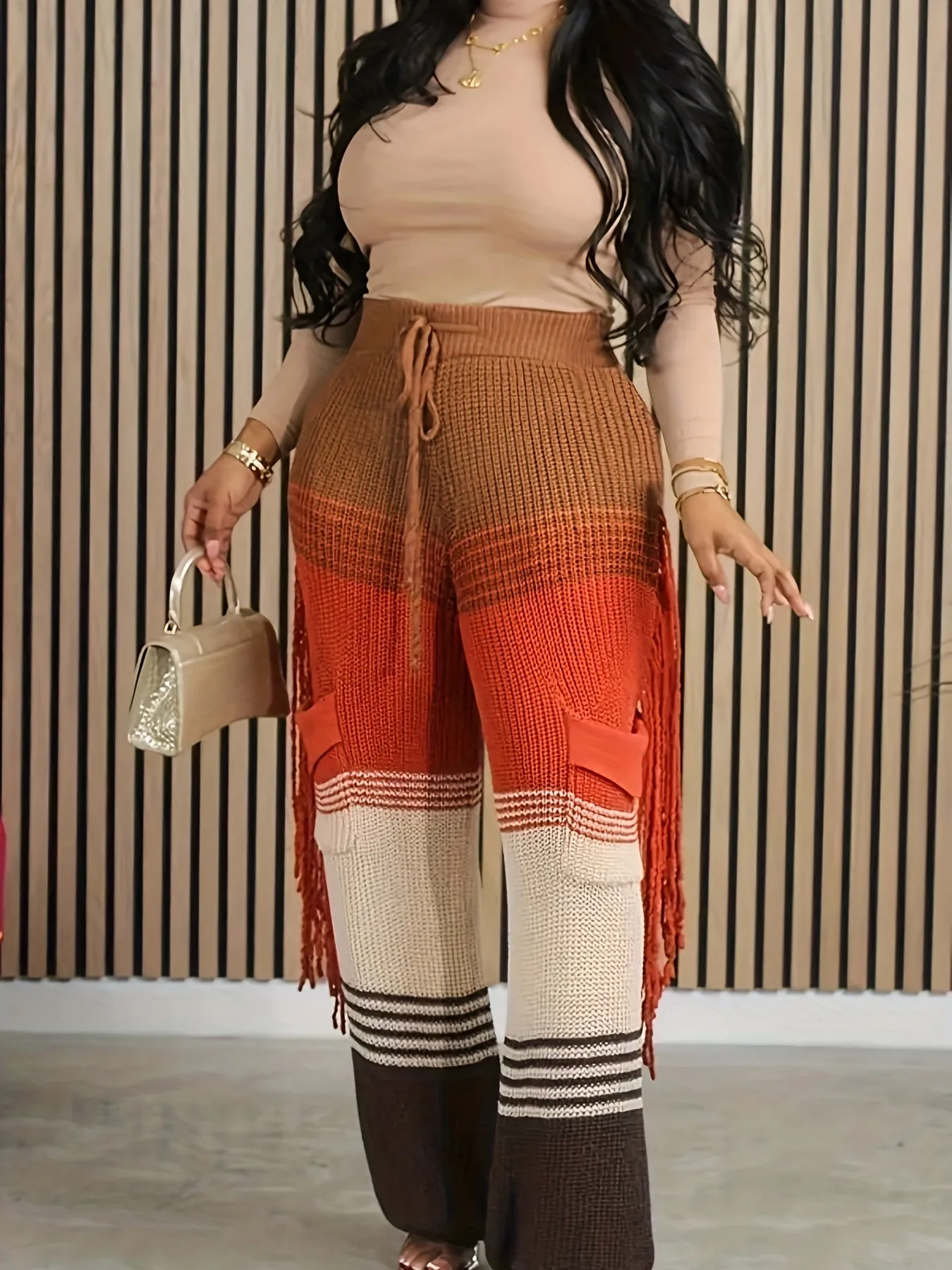 Classy Block Casual Tie Front Pockets Pants