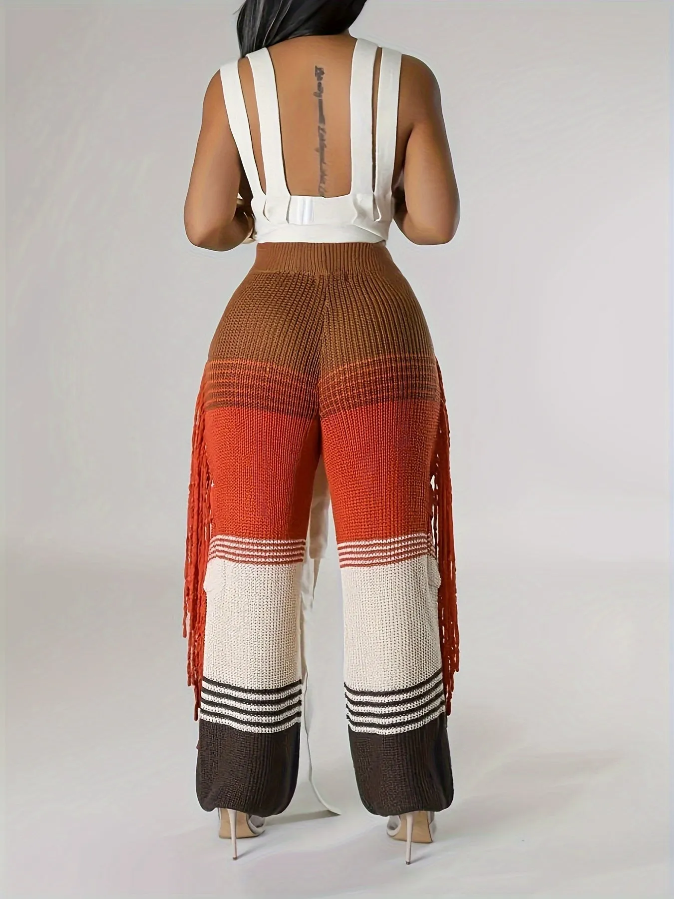 Classy Block Casual Tie Front Pockets Pants