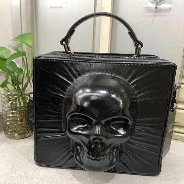 Death Face Leather Bag