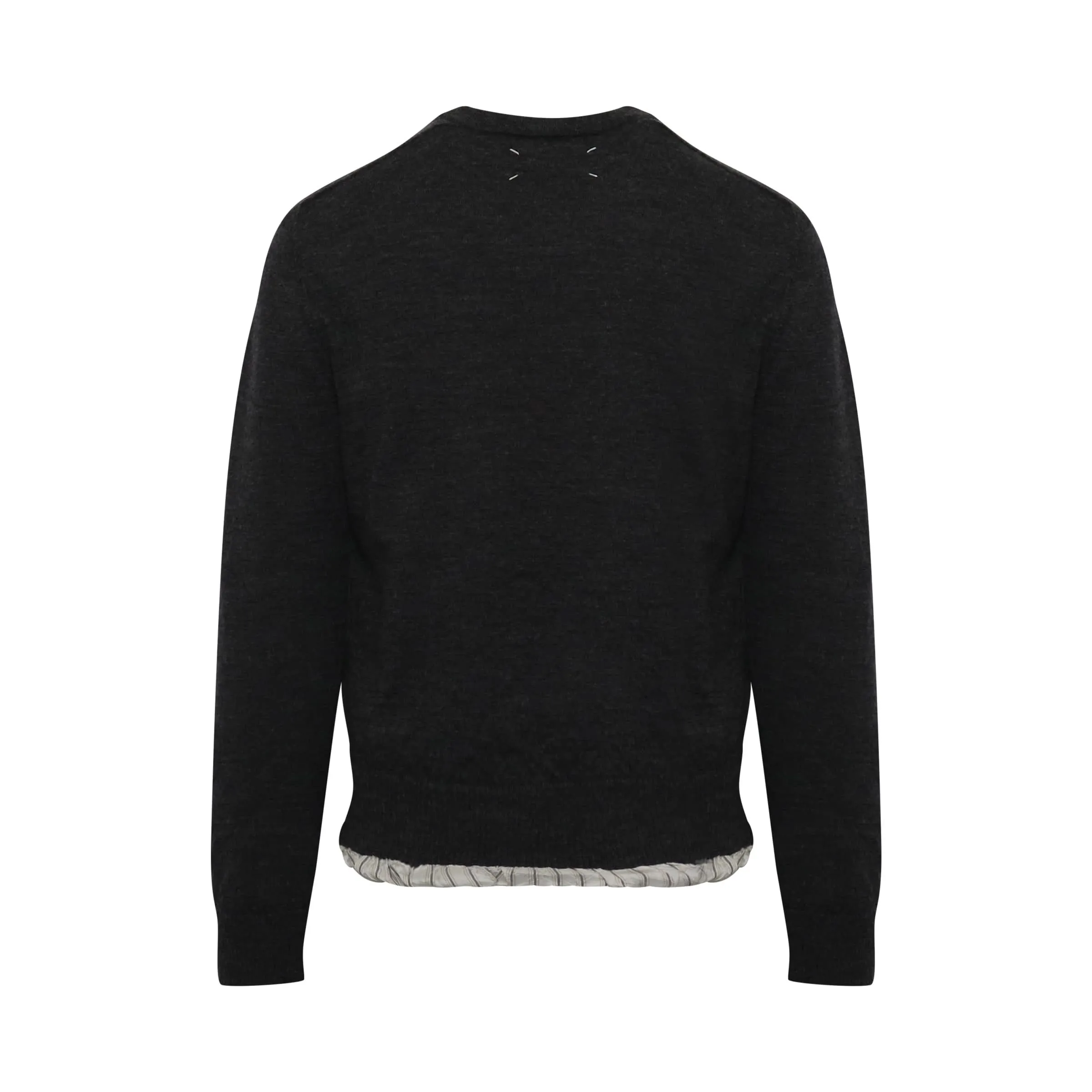 Distressed Knit Layered Sweater in Dark Grey