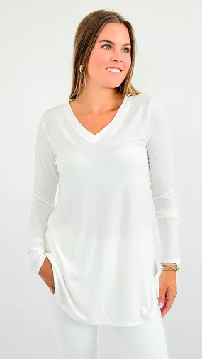 Effortless Elegance V-Neck Top - Off White