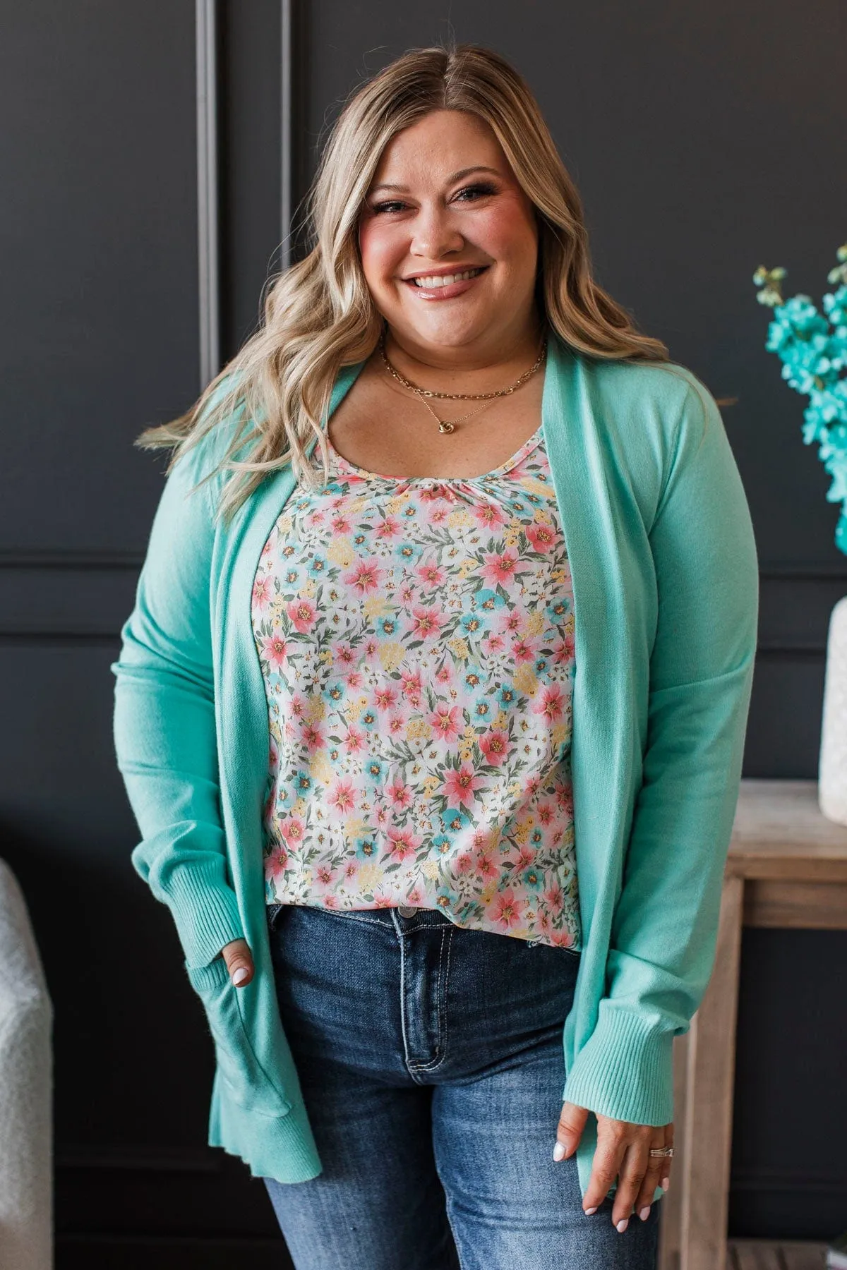 Effortless Pick Open Front Cardigan- Mint