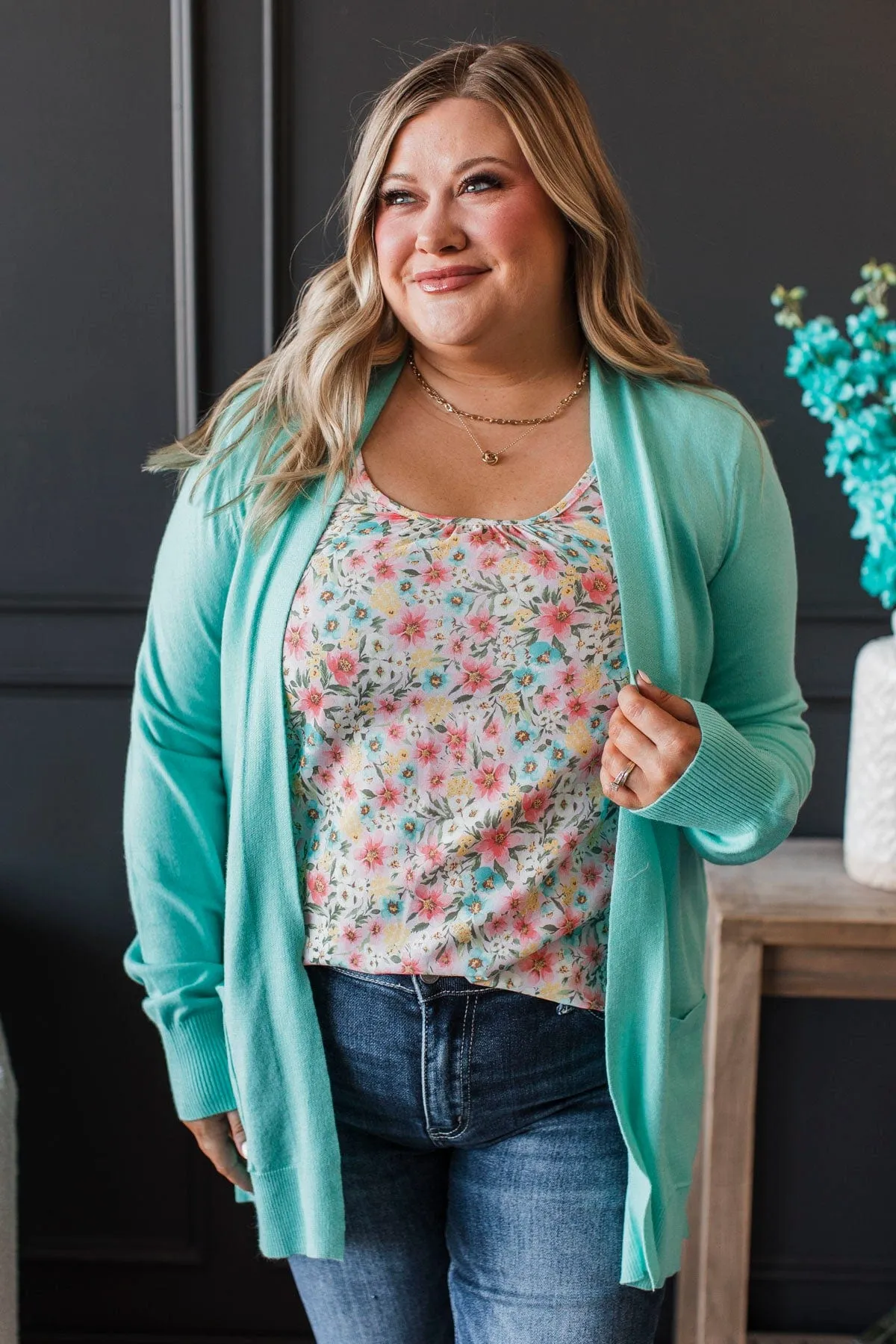 Effortless Pick Open Front Cardigan- Mint