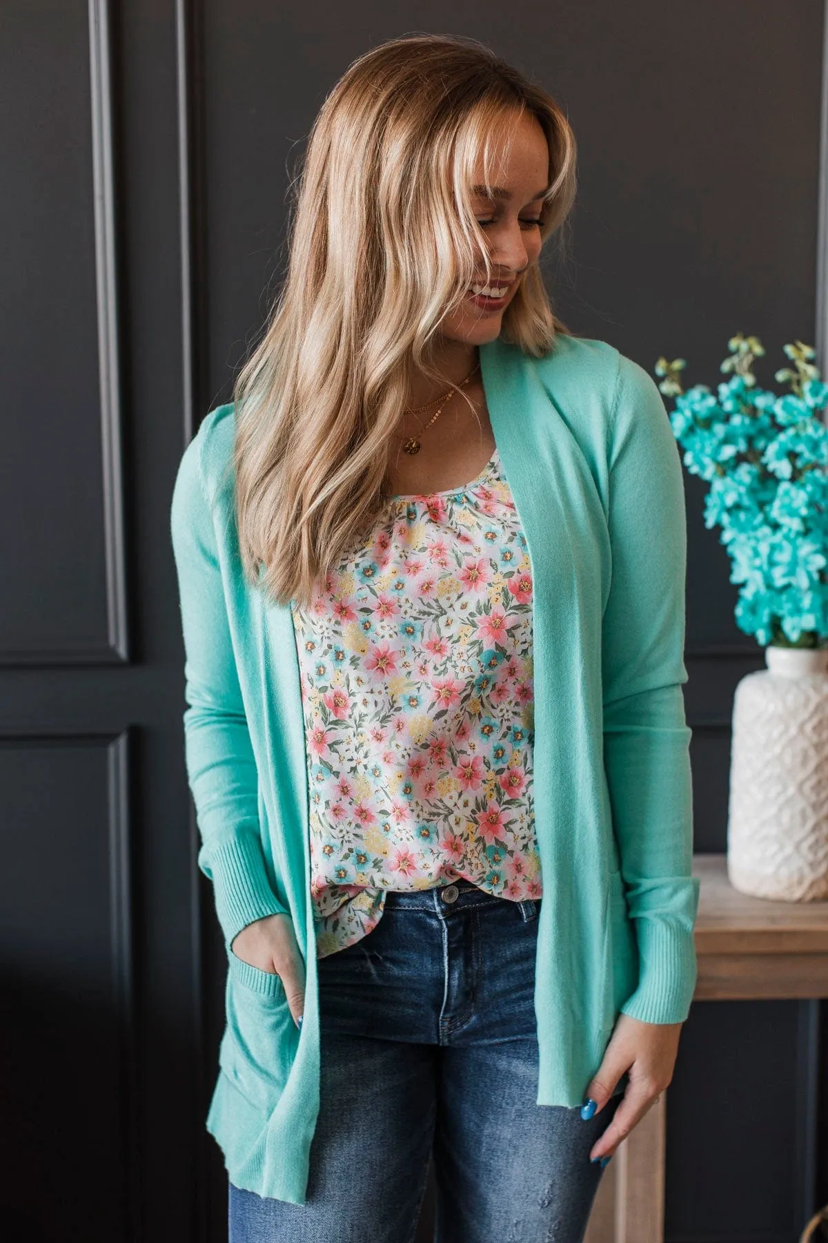 Effortless Pick Open Front Cardigan- Mint