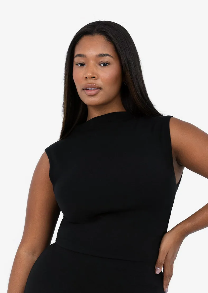 Effortless Ruched Top Black