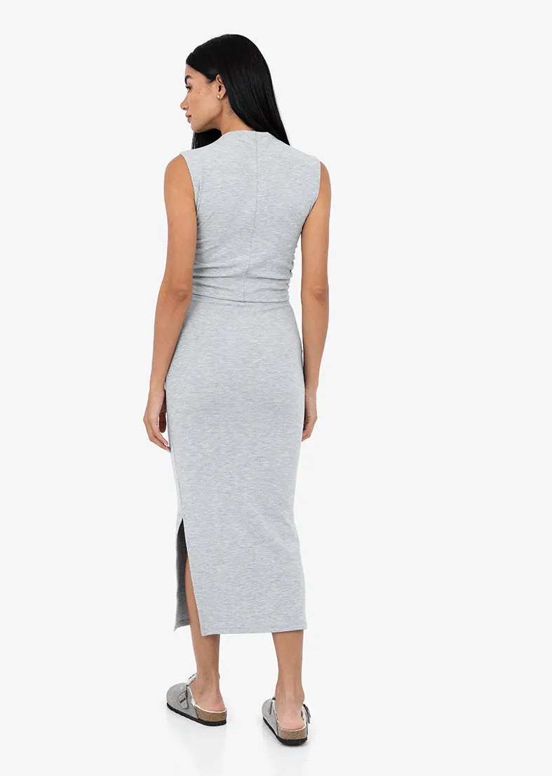 Effortless Ruched Top Grey Marl