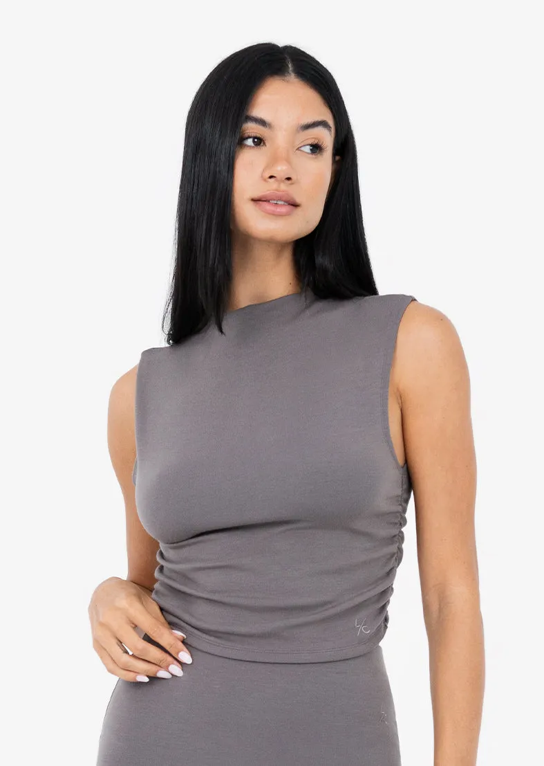 Effortless Ruched Top Silver Mink