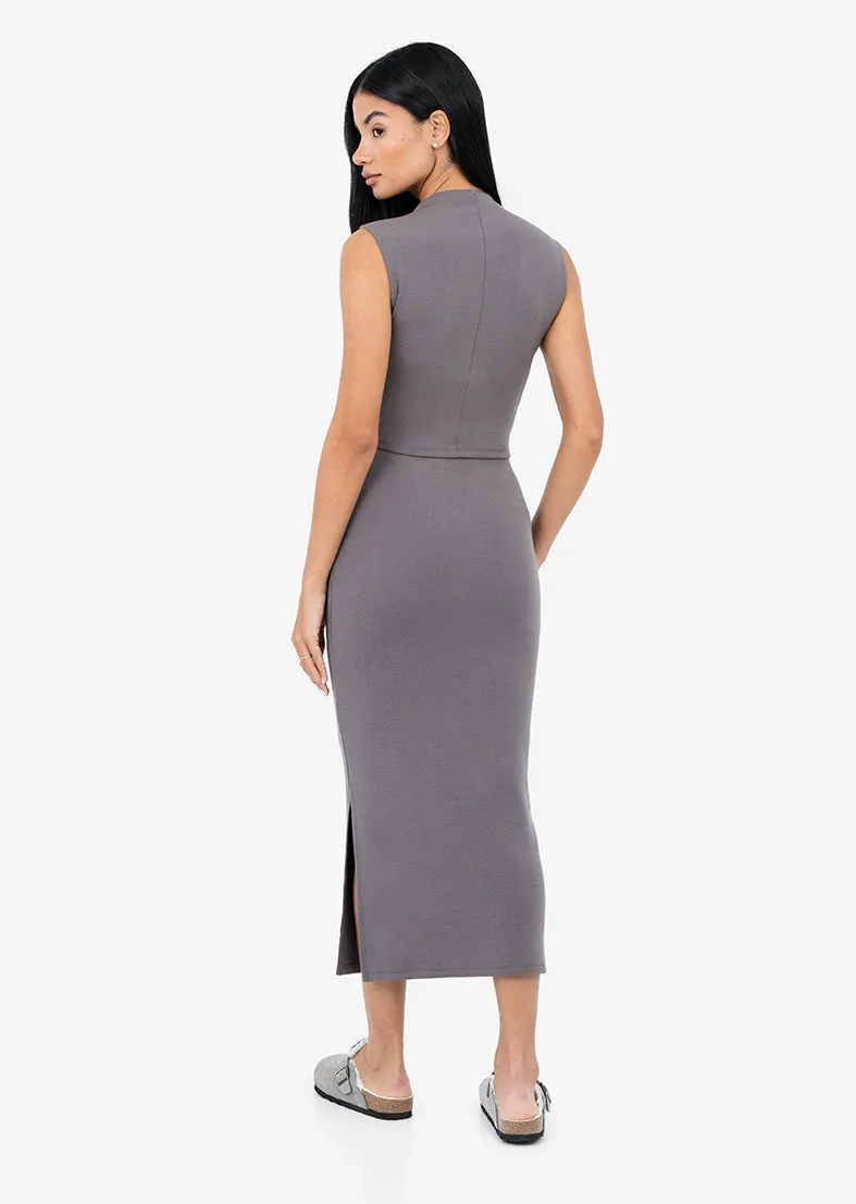 Effortless Ruched Top Silver Mink