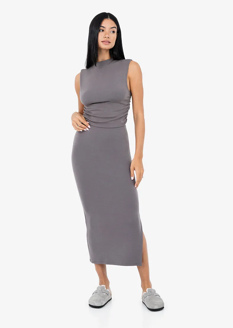 Effortless Ruched Top Silver Mink