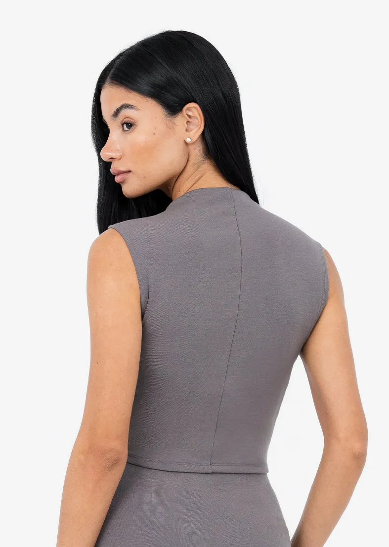 Effortless Ruched Top Silver Mink
