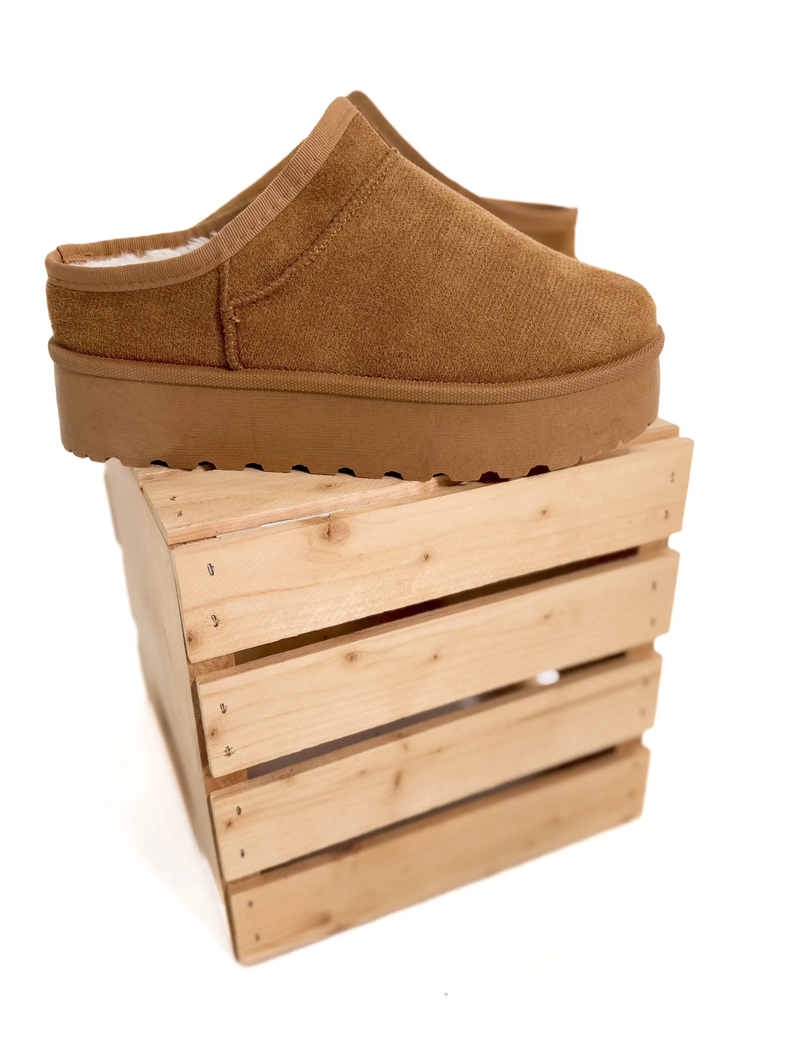 Fetch Platform Faux Fur Slip On- TAN-FINAL SALE