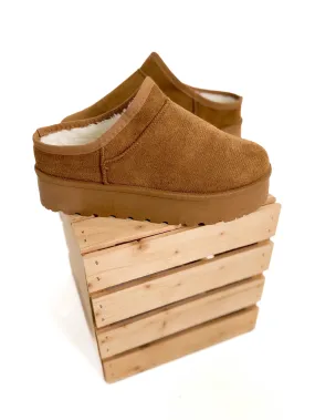 Fetch Platform Faux Fur Slip On- TAN-FINAL SALE