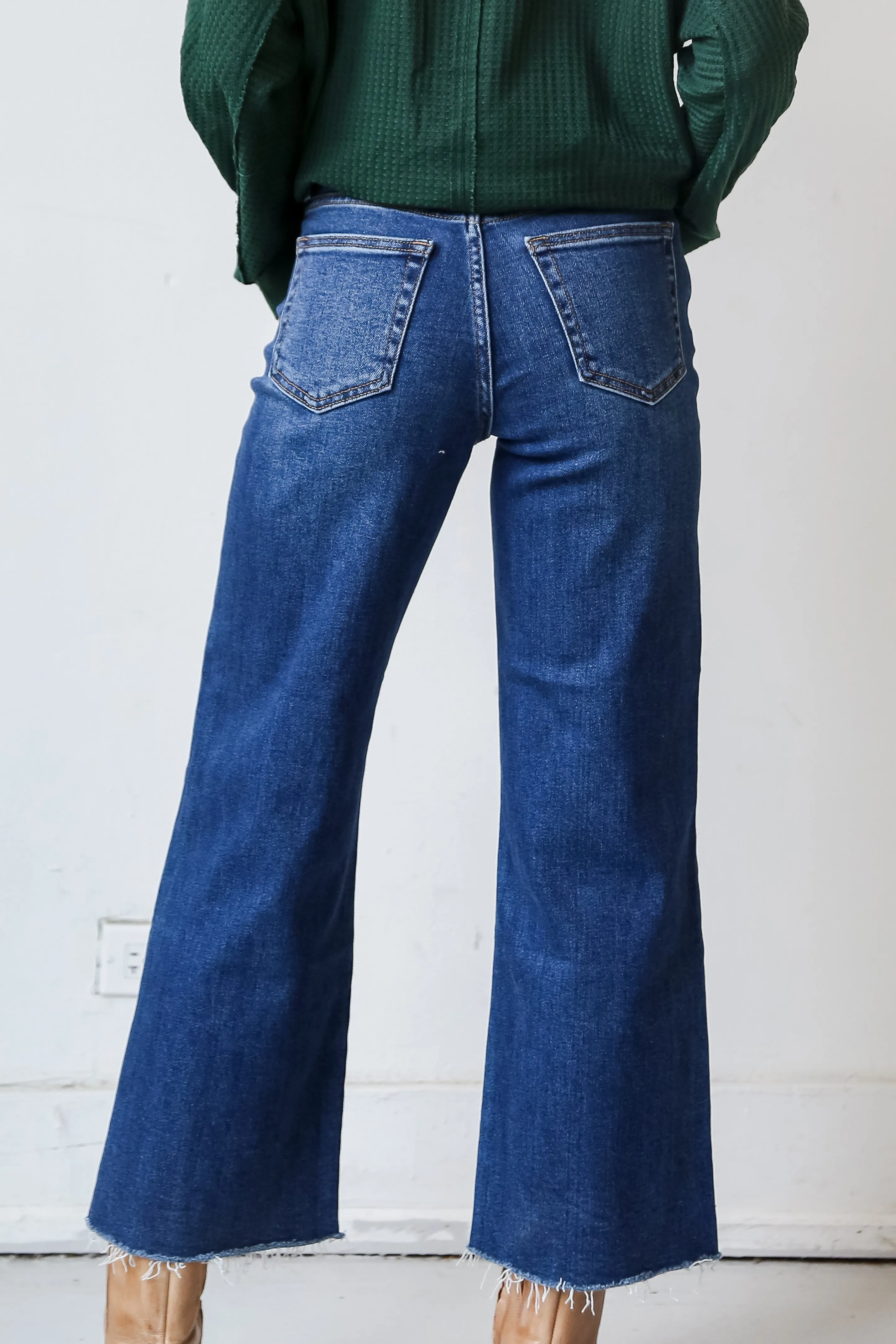 FINAL SALE - Chic Girl Dark Wash Wide Leg Jeans