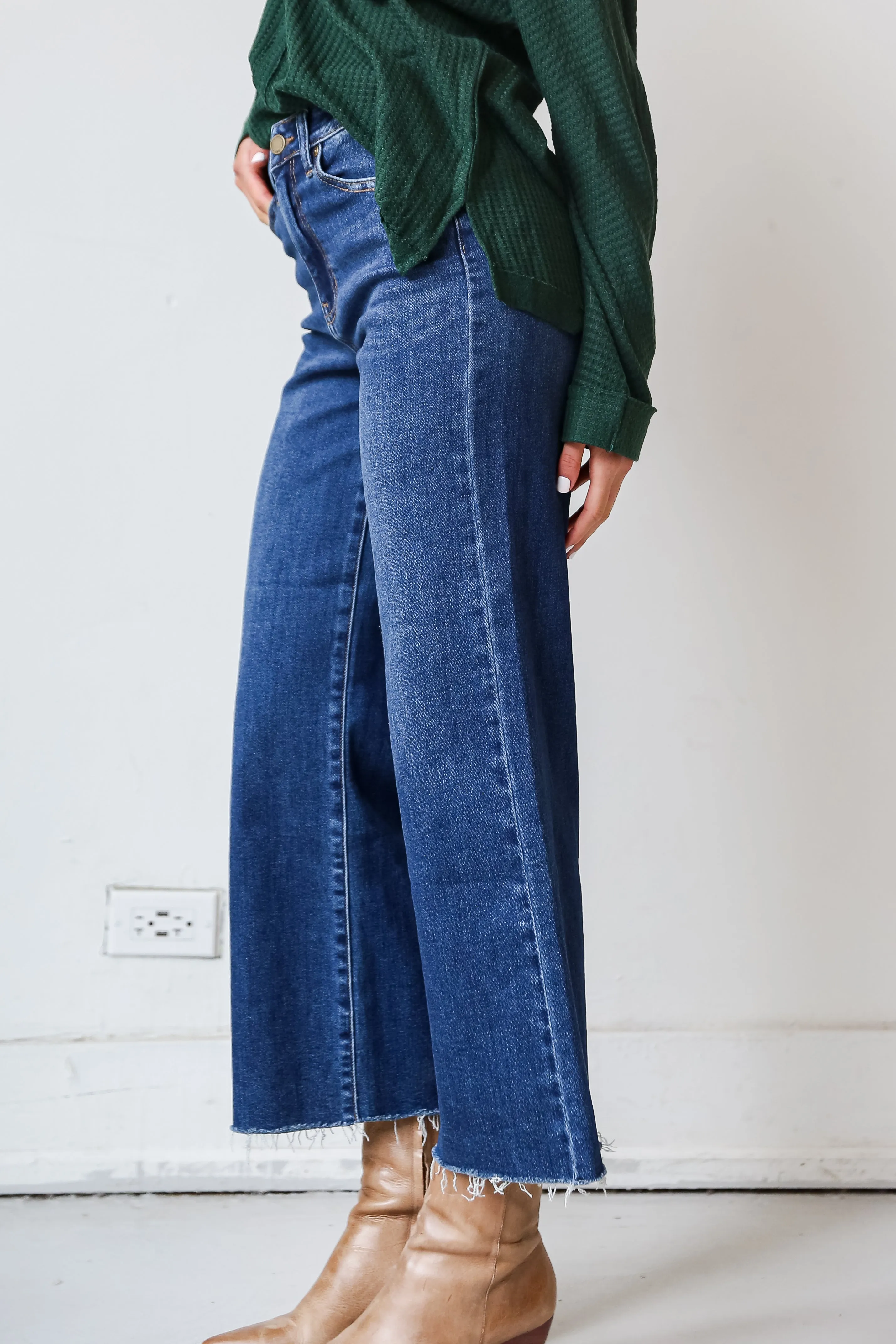 FINAL SALE - Chic Girl Dark Wash Wide Leg Jeans