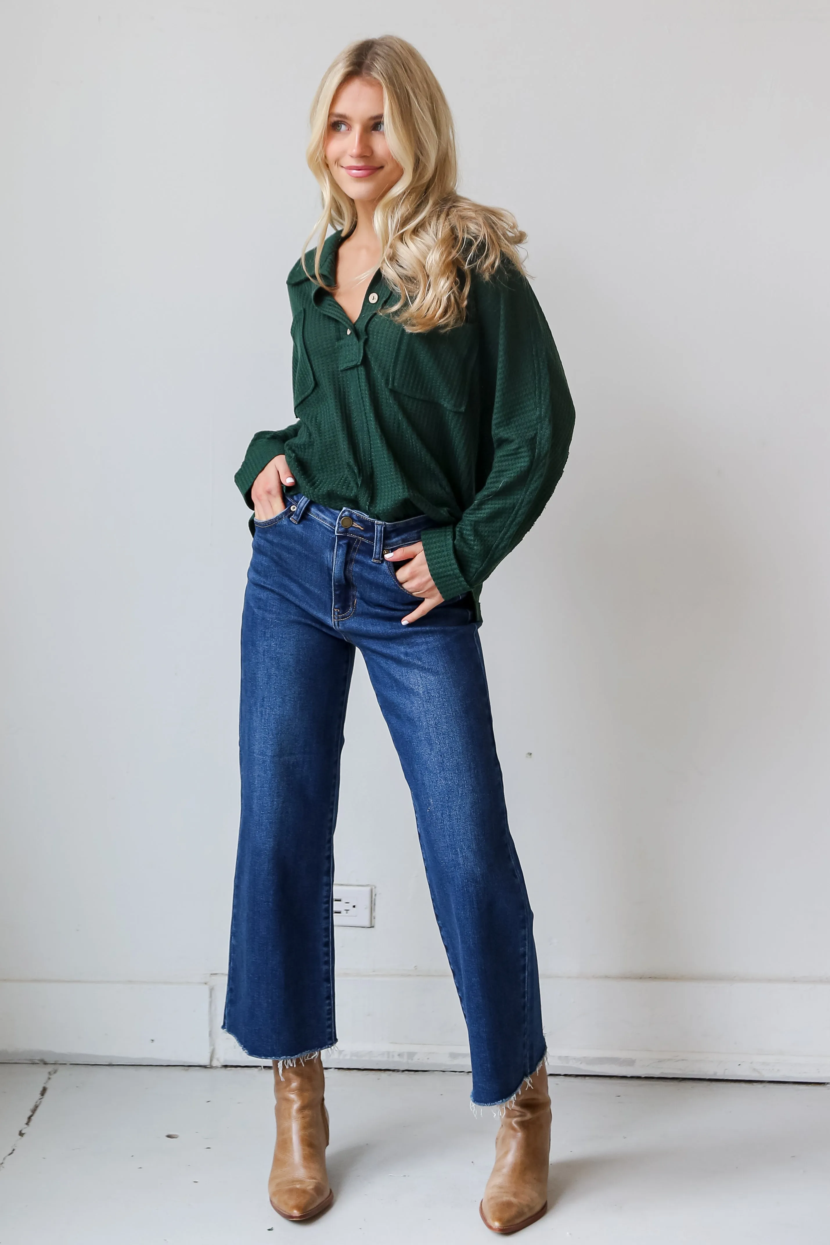 FINAL SALE - Chic Girl Dark Wash Wide Leg Jeans