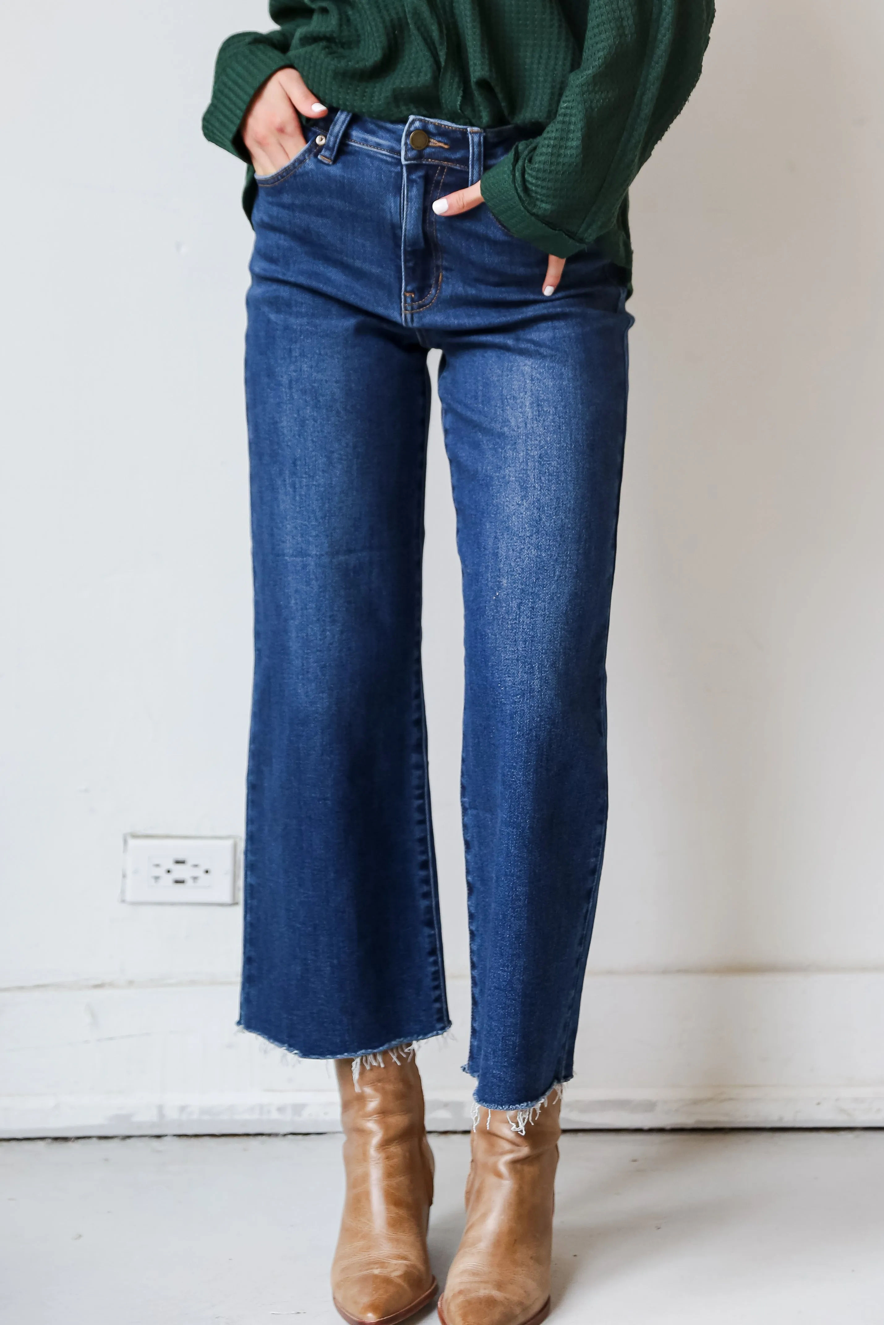 FINAL SALE - Chic Girl Dark Wash Wide Leg Jeans