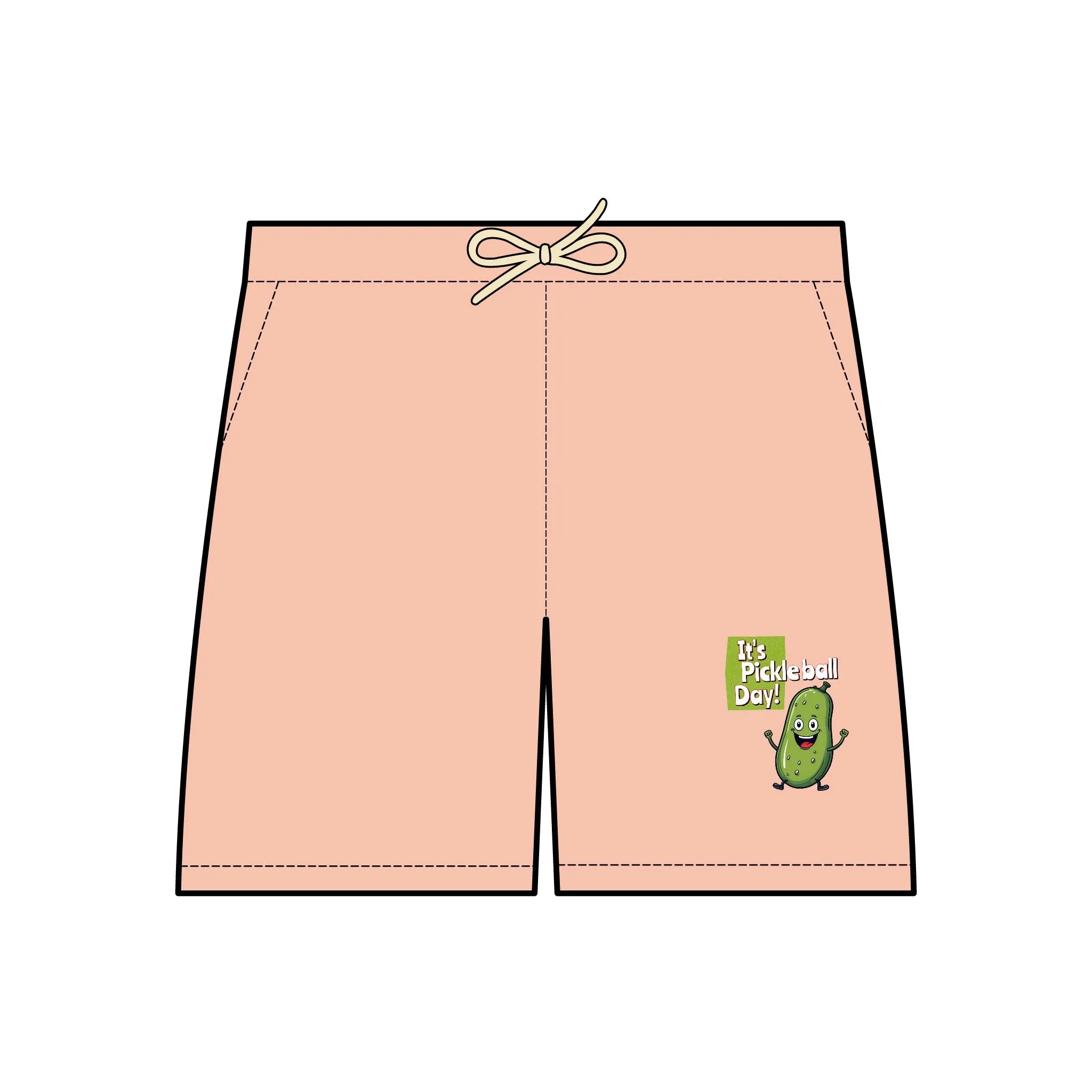 Fleece Sweat Shorts with Happy Pickle 'It's Pickleball Day' Design