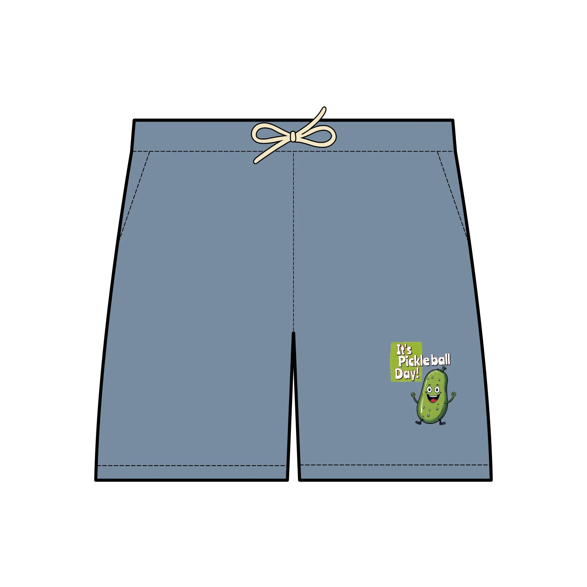 Fleece Sweat Shorts with Happy Pickle 'It's Pickleball Day' Design