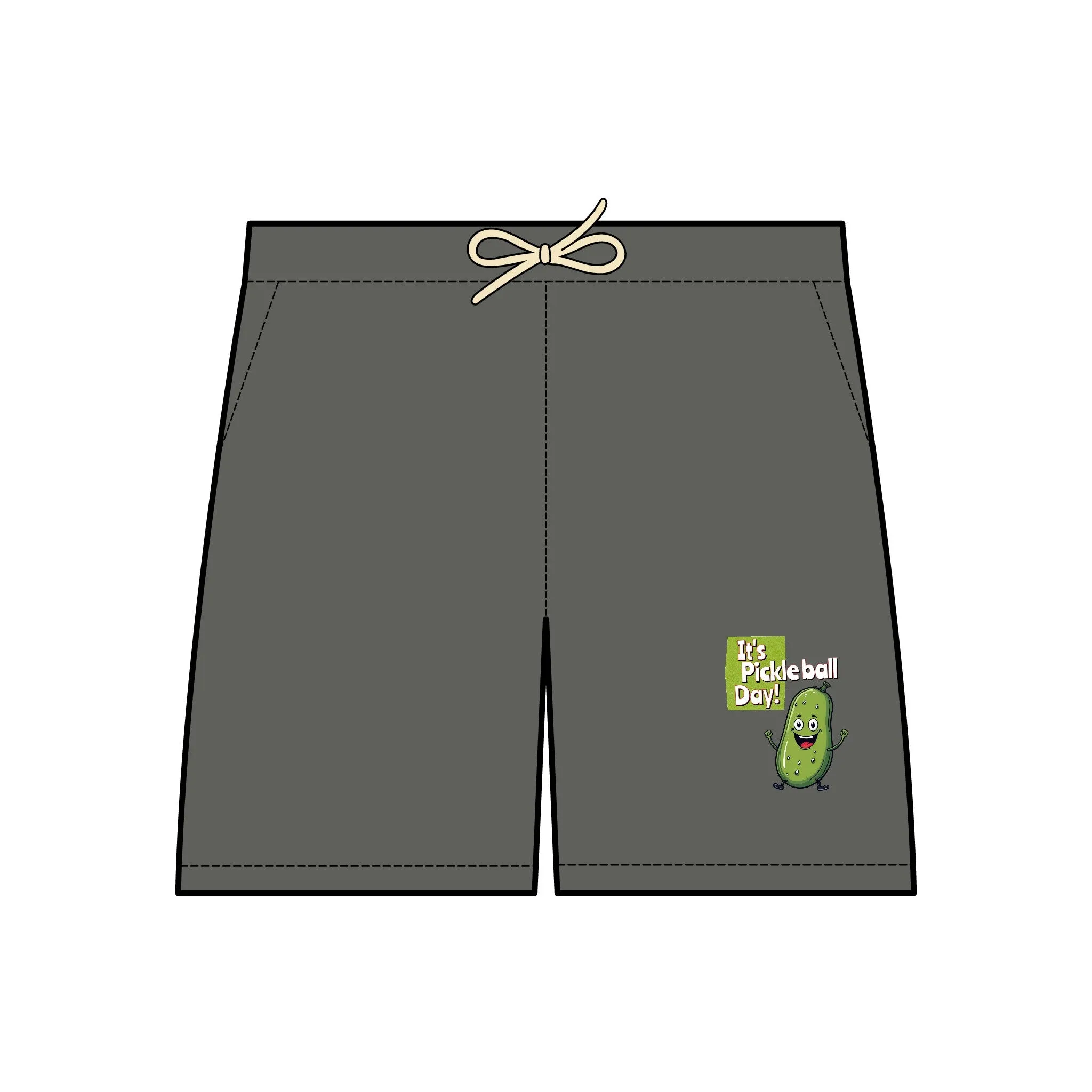 Fleece Sweat Shorts with Happy Pickle 'It's Pickleball Day' Design