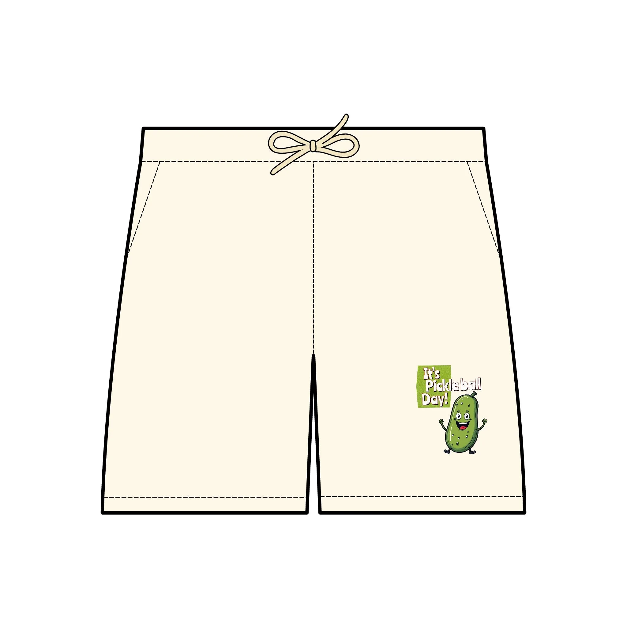 Fleece Sweat Shorts with Happy Pickle 'It's Pickleball Day' Design