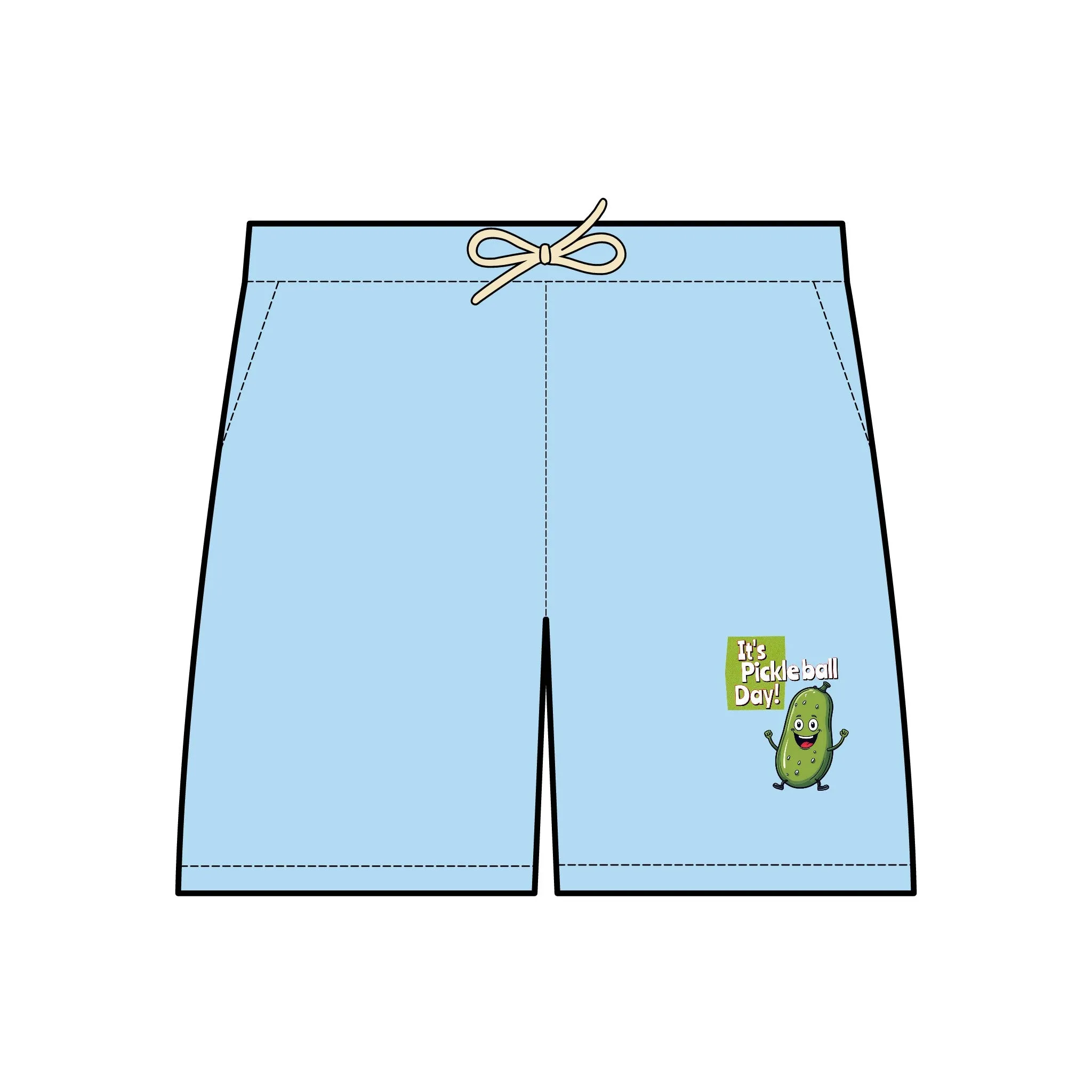 Fleece Sweat Shorts with Happy Pickle 'It's Pickleball Day' Design