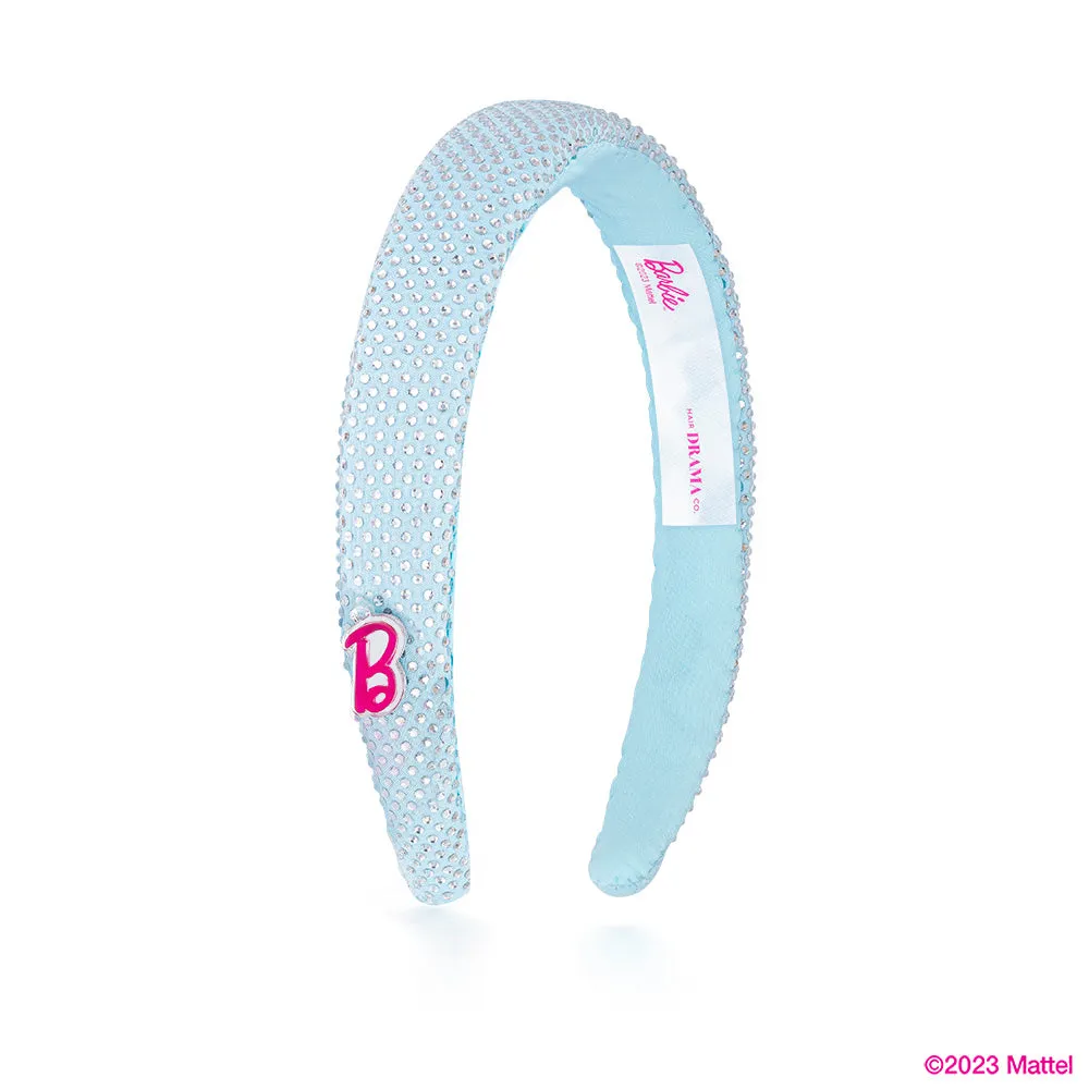 Hair Drama Co Barbie Rhinestone puff Hair Band with Barbie Charm-Blue