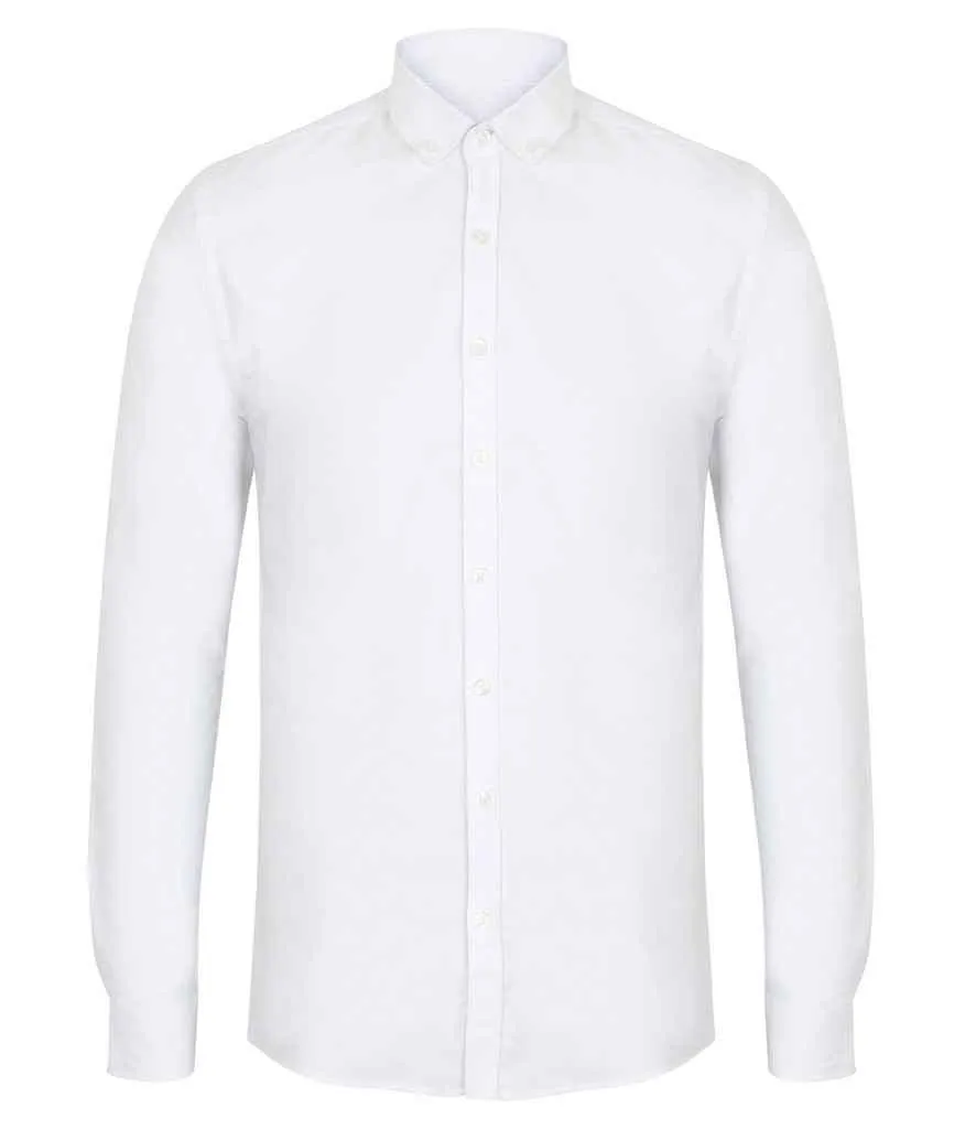 Henbury Modern Long Sleeve Slim Fit Oxford Shirt