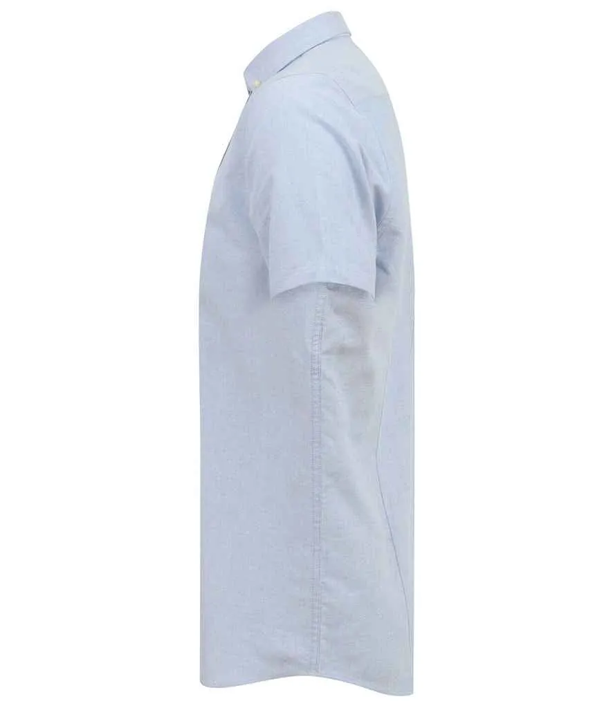 Henbury Modern Short Sleeve Slim Fit Oxford Shirt | Blue