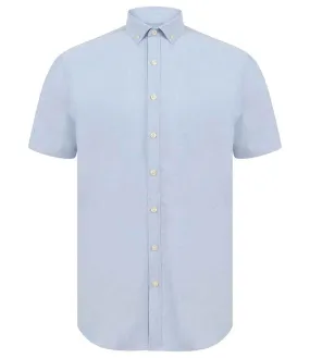 Henbury Modern Short Sleeve Slim Fit Oxford Shirt | Blue