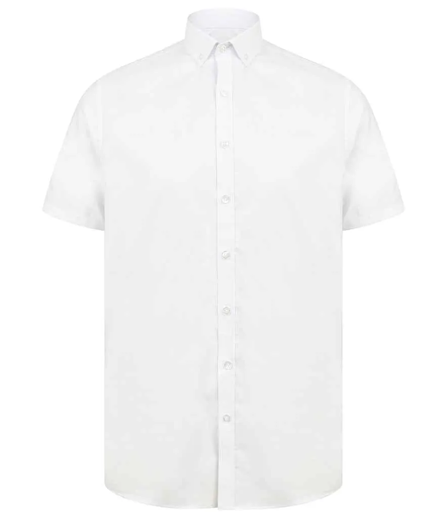 Henbury Modern Short Sleeve Slim Fit Oxford Shirt | White