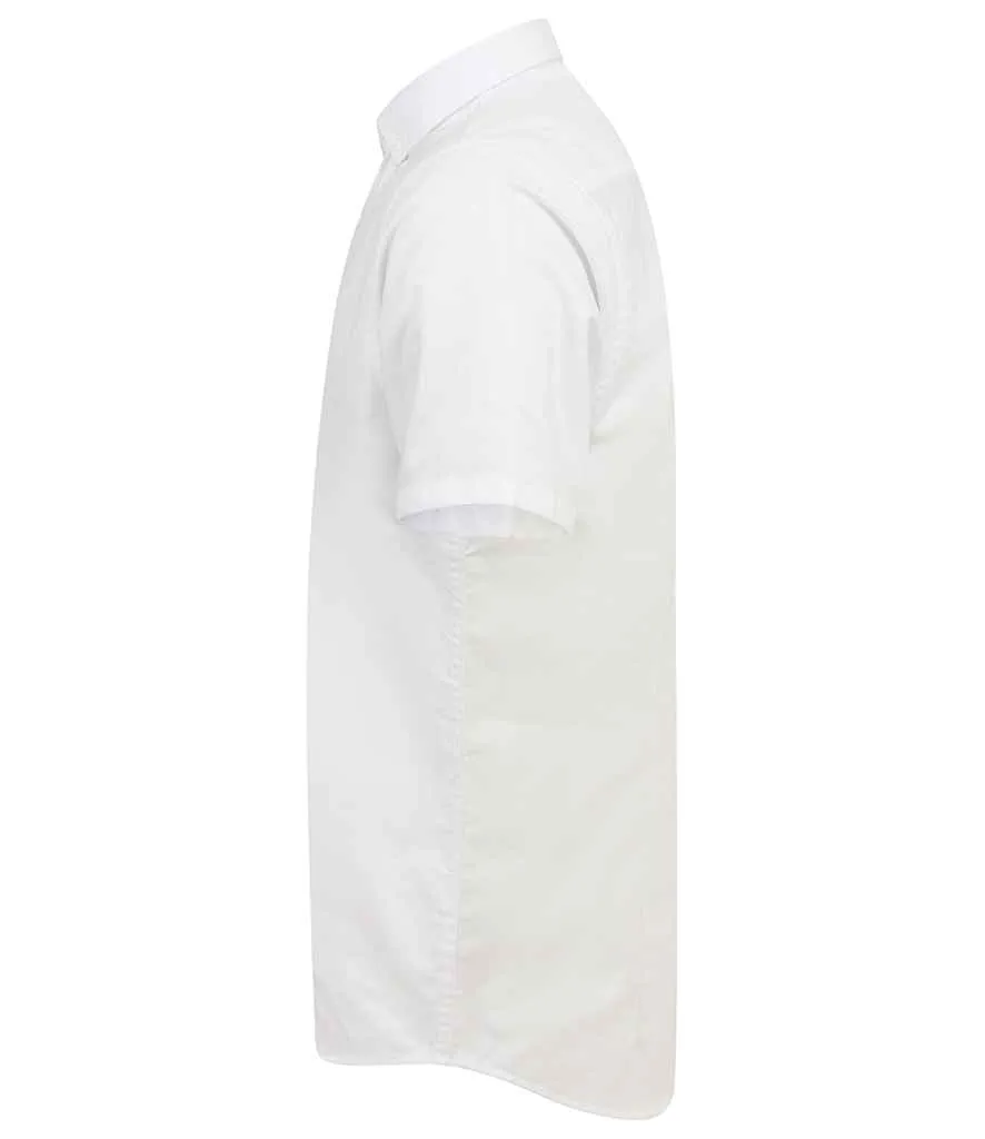 Henbury Modern Short Sleeve Slim Fit Oxford Shirt | White