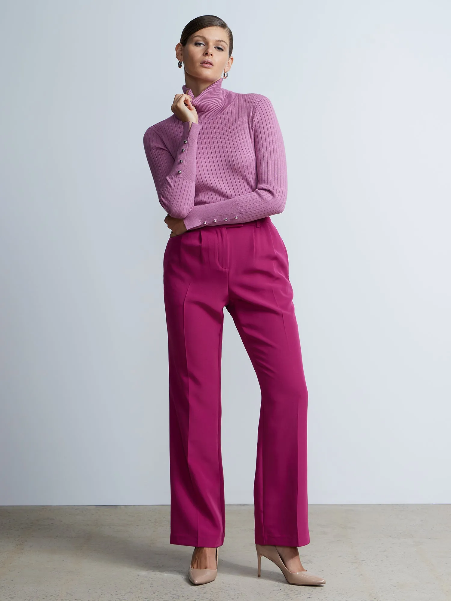 High Rise Pleated Wide Leg Pants