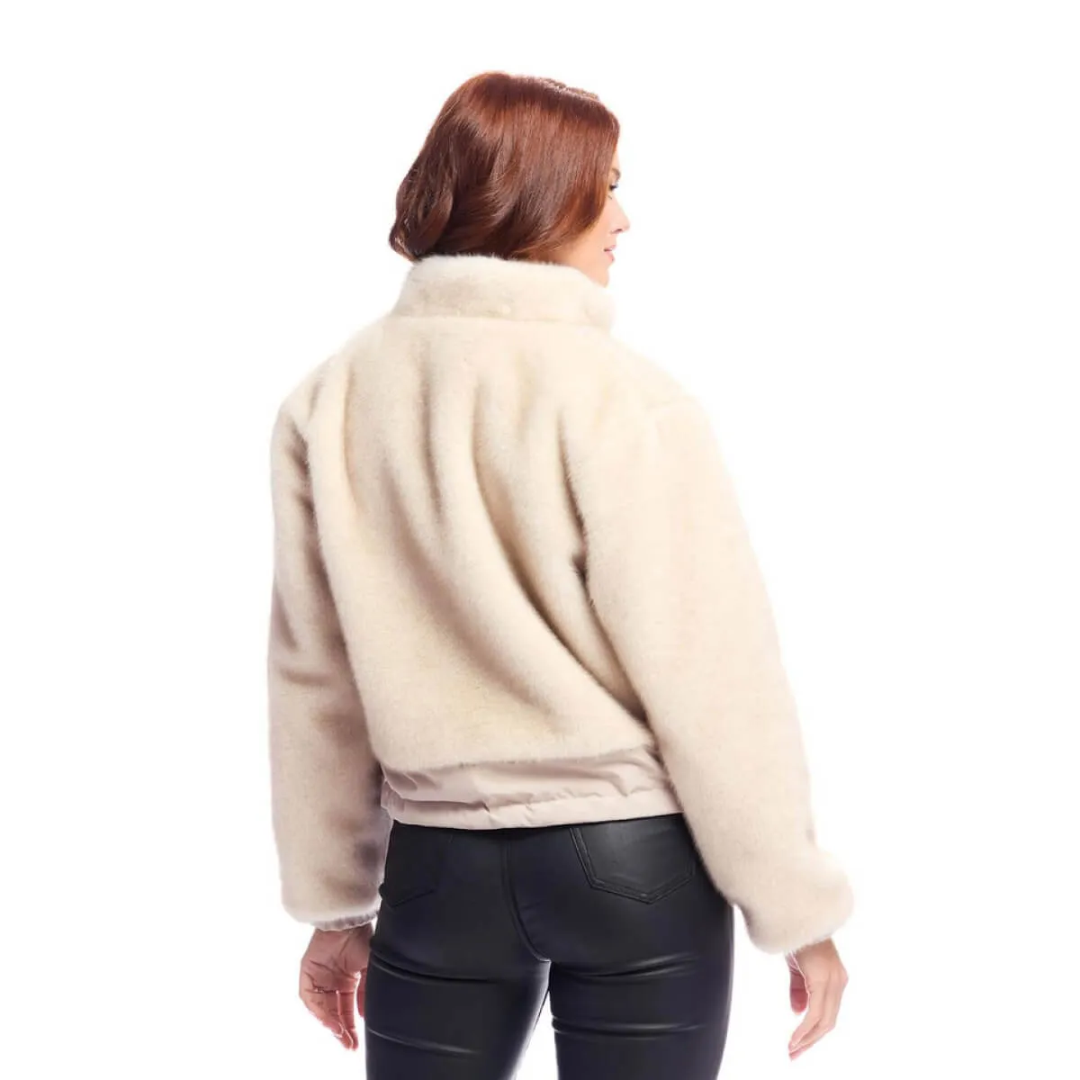 Ivory Insta Reversible Faux Fur Zip Jacket