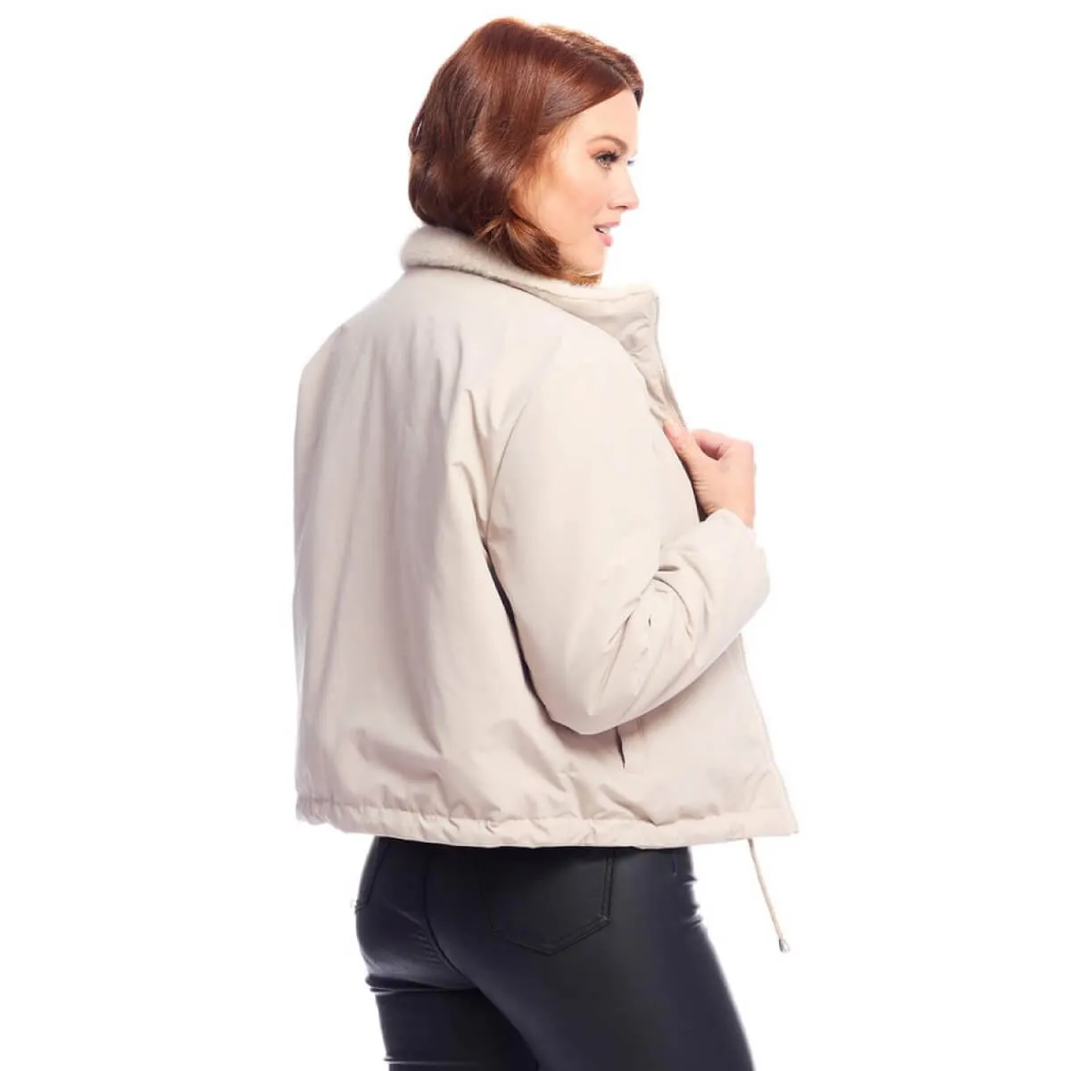 Ivory Insta Reversible Faux Fur Zip Jacket