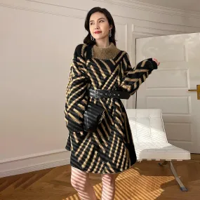 Josephine Striped Faux Fur Chunky Sweater