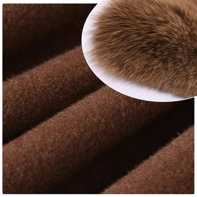 Jxwatcher Cashmere Coats Real Fox Fur Collar