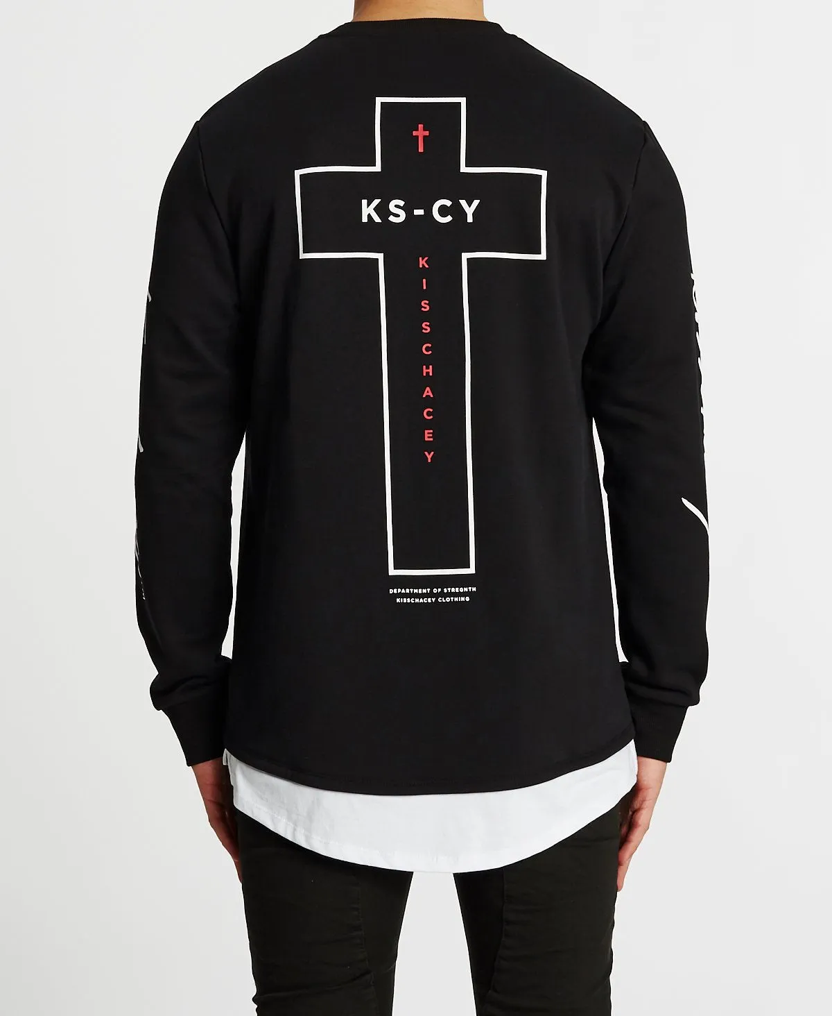 Kiss Chacey MENS FORTUNA LAYERED HEM SWEATER - JET BLACK